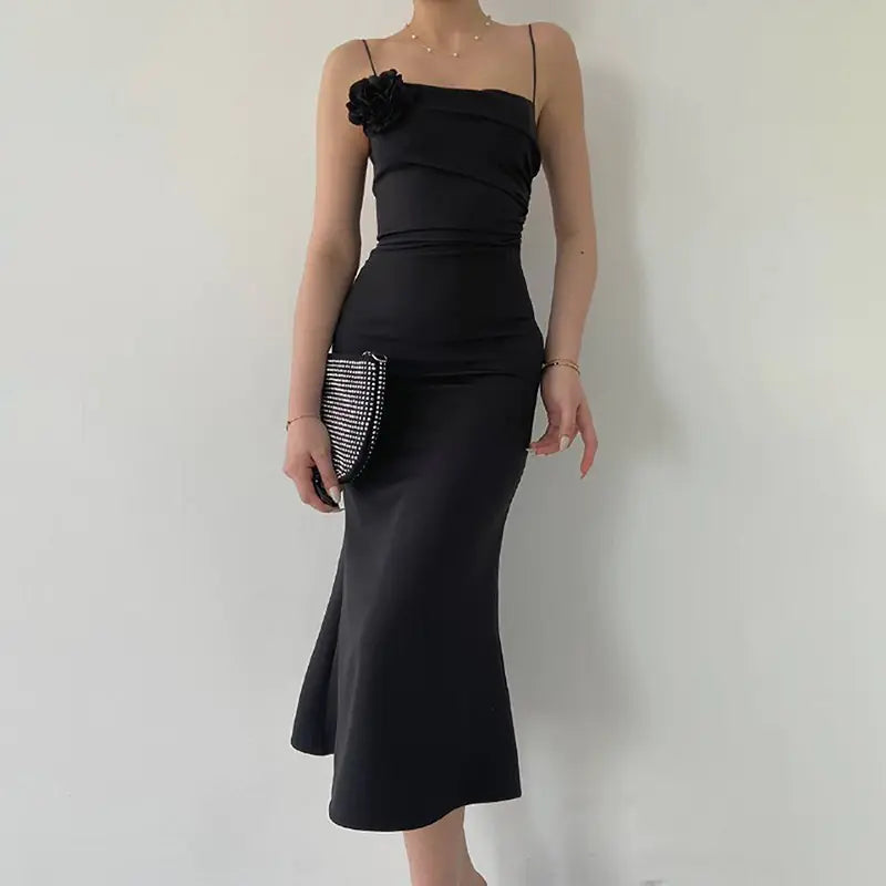 Elegant Slim Flower Sling Dress for Women